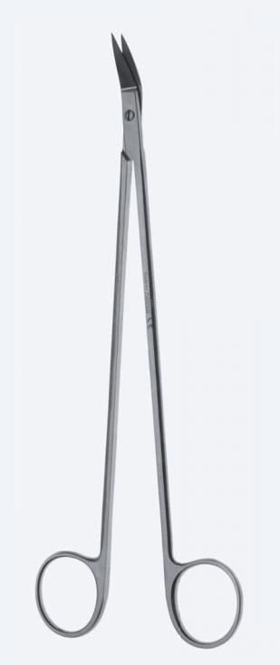 Ножиці Potts-Smith мікро, судинні, вигнуті, під кутом 55° у верх, гострокінцеві, загальна довжина 180 мм. Бренд - Asanus Medizintechnik Gmb, Німеччина